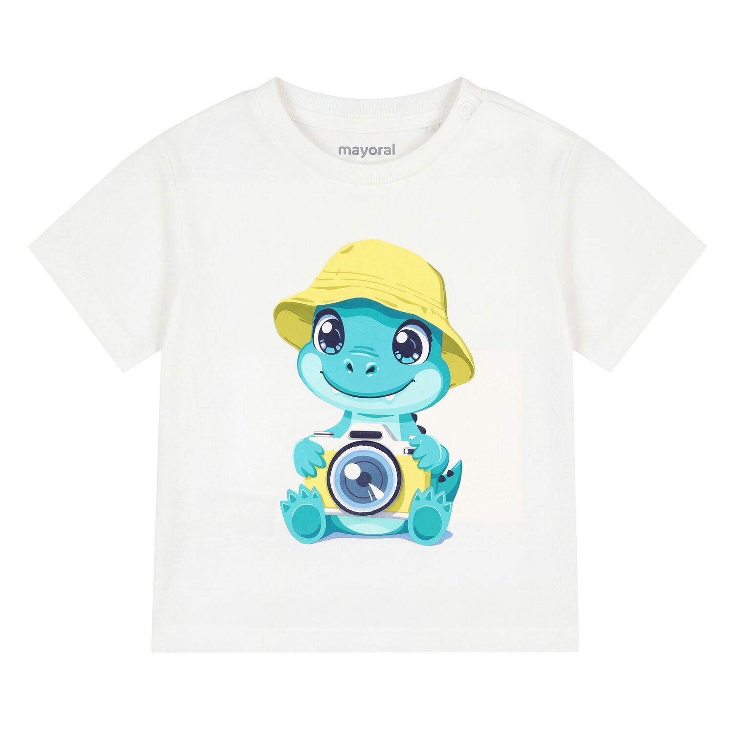 Younger Boys White Crocodile T-Shirt, 1, hi-res
