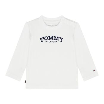Baby Boys White Logo Long Sleeve Top