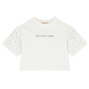 تيشيرت بنات بالشعار باللون الابيض 