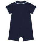 Baby Boys Navy Blue, White & Blue Polo Romper, 1, hi-res