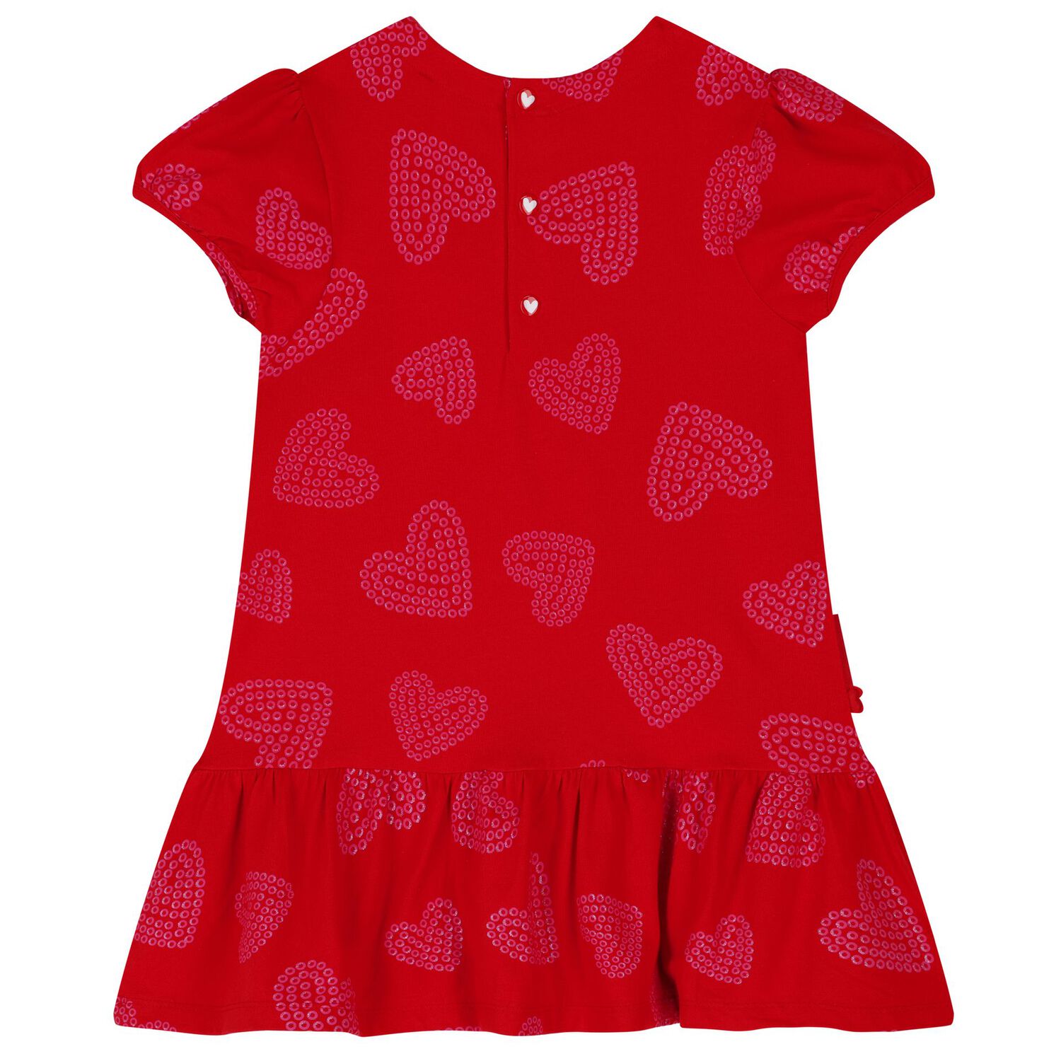 فستان بنات بطبعه قلب من الترتر باللون الاحمر, 1, hi-res