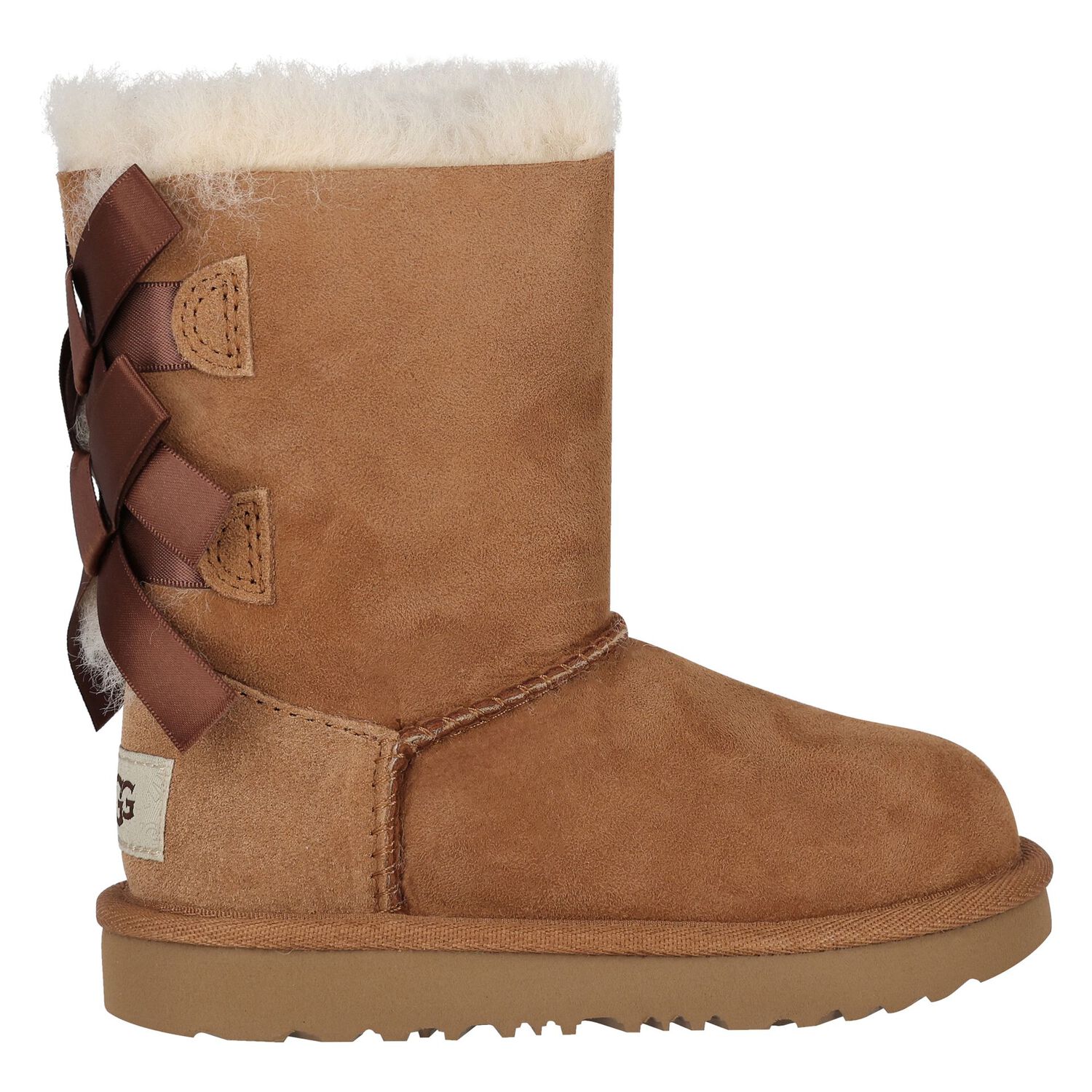 Younger Girls Chestnut Brown Bailey Bow II Suede Boots, 2, hi-res
