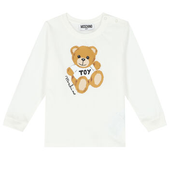 Ivory Teddy Logo Long Sleeve Top