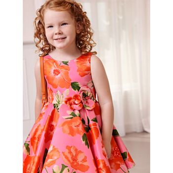Girls Pink & Orange Floral Dress