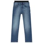 Boys Blue Logo Denim Jeans, 1, hi-res