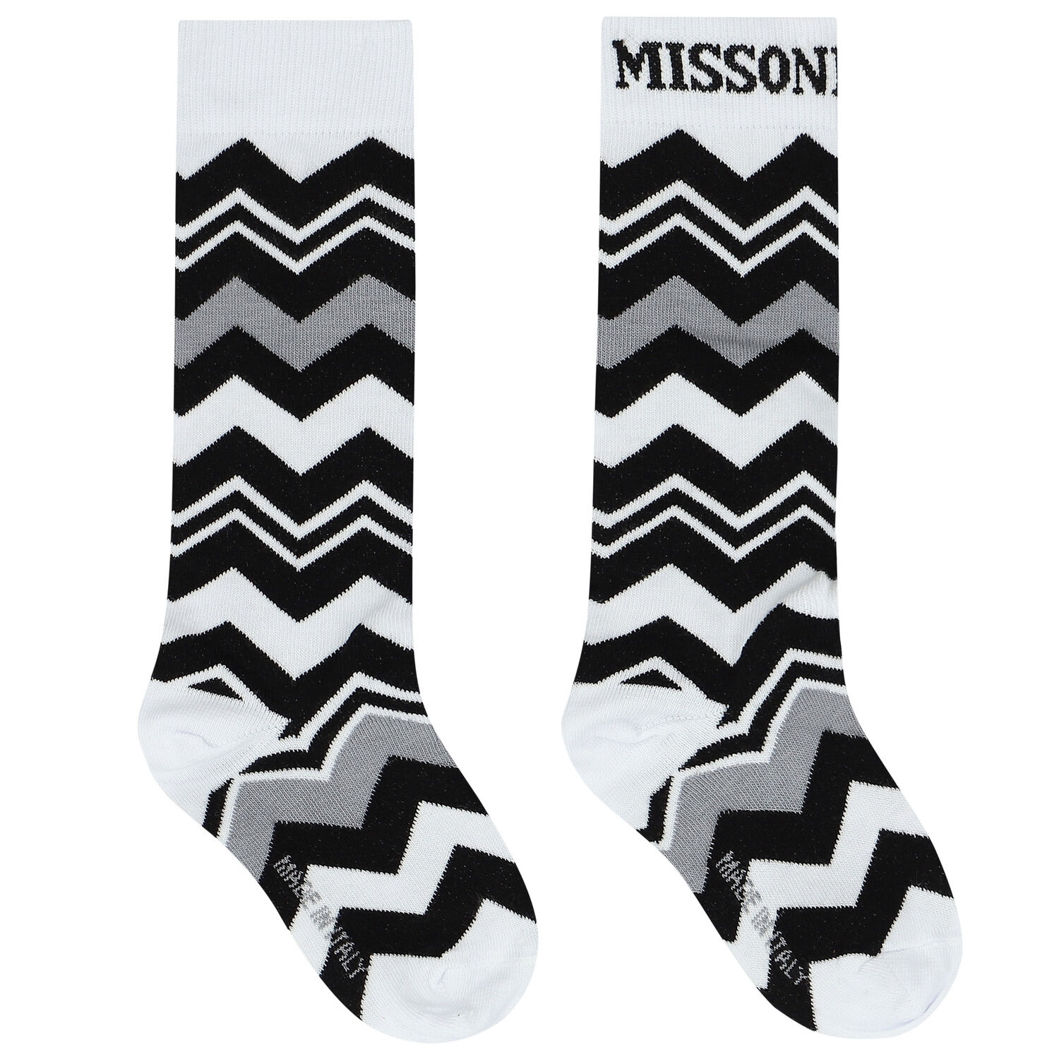 Girls Black & White Logo Zigzag Socks, 1, hi-res