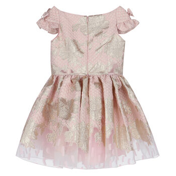 Girls Pink & Gold Organza Dress