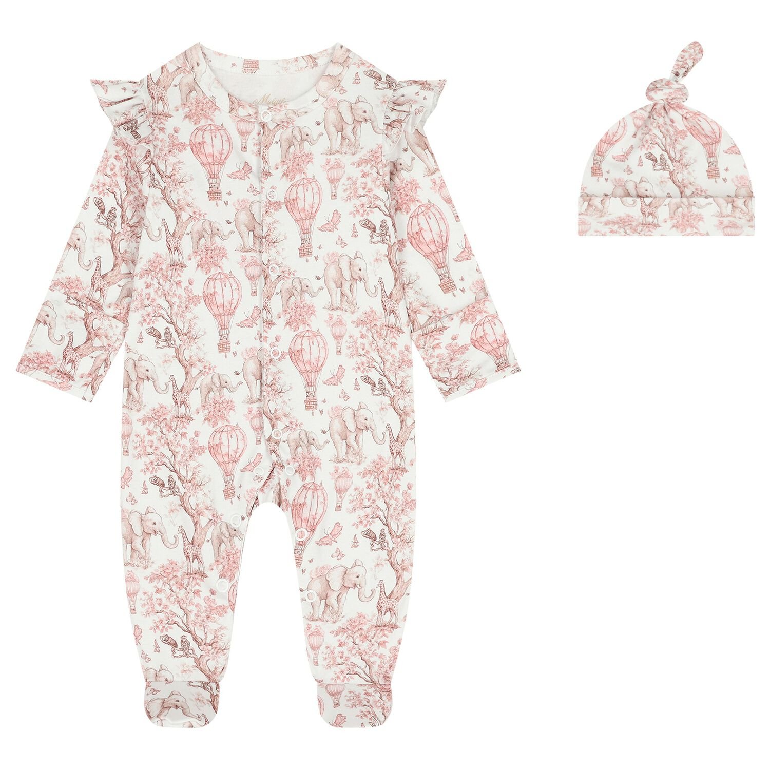 Baby Girls White & Pink Africa Babygrow Gift Set  , 1, hi-res