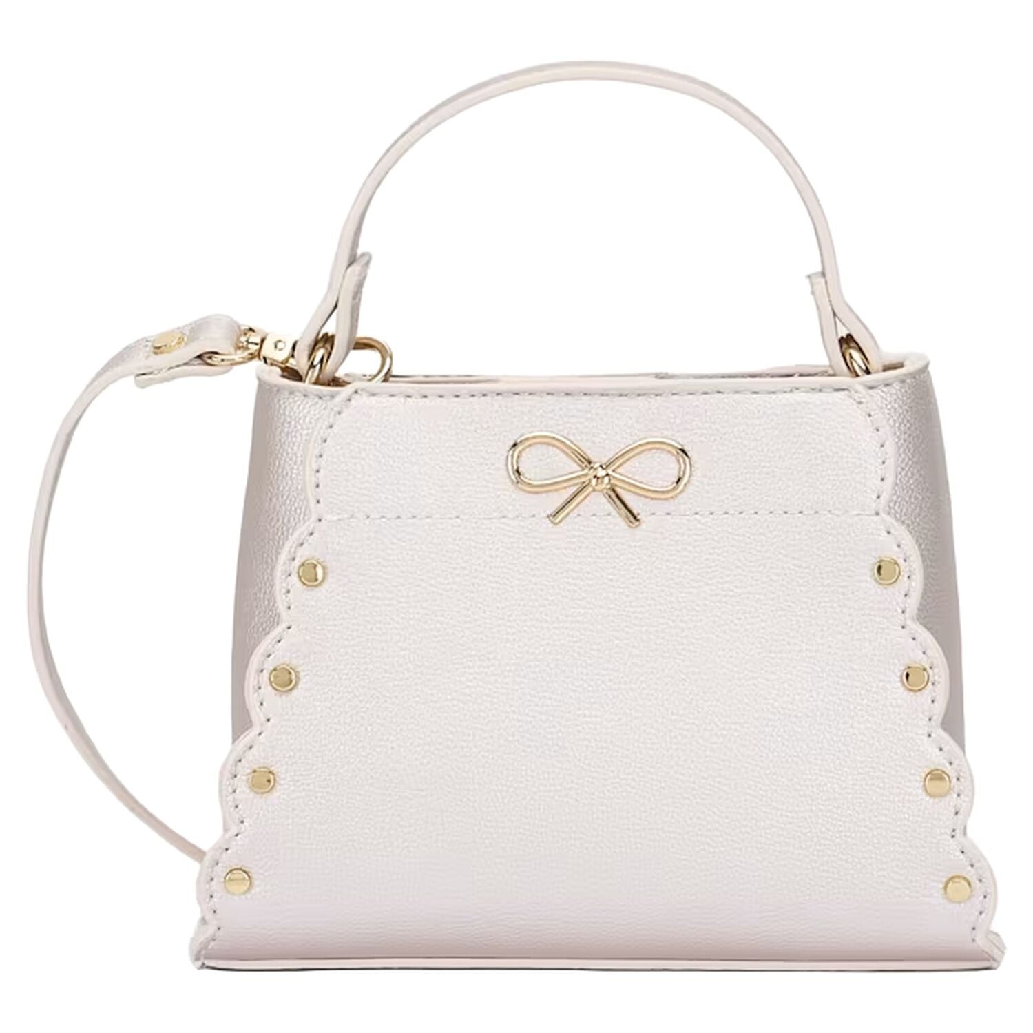 Girls Silver Faux Leather Handbag ( 15cm ), 1, hi-res