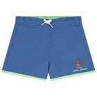 Boys Blue Polo Bear Swim Shorts, 1, hi-res
