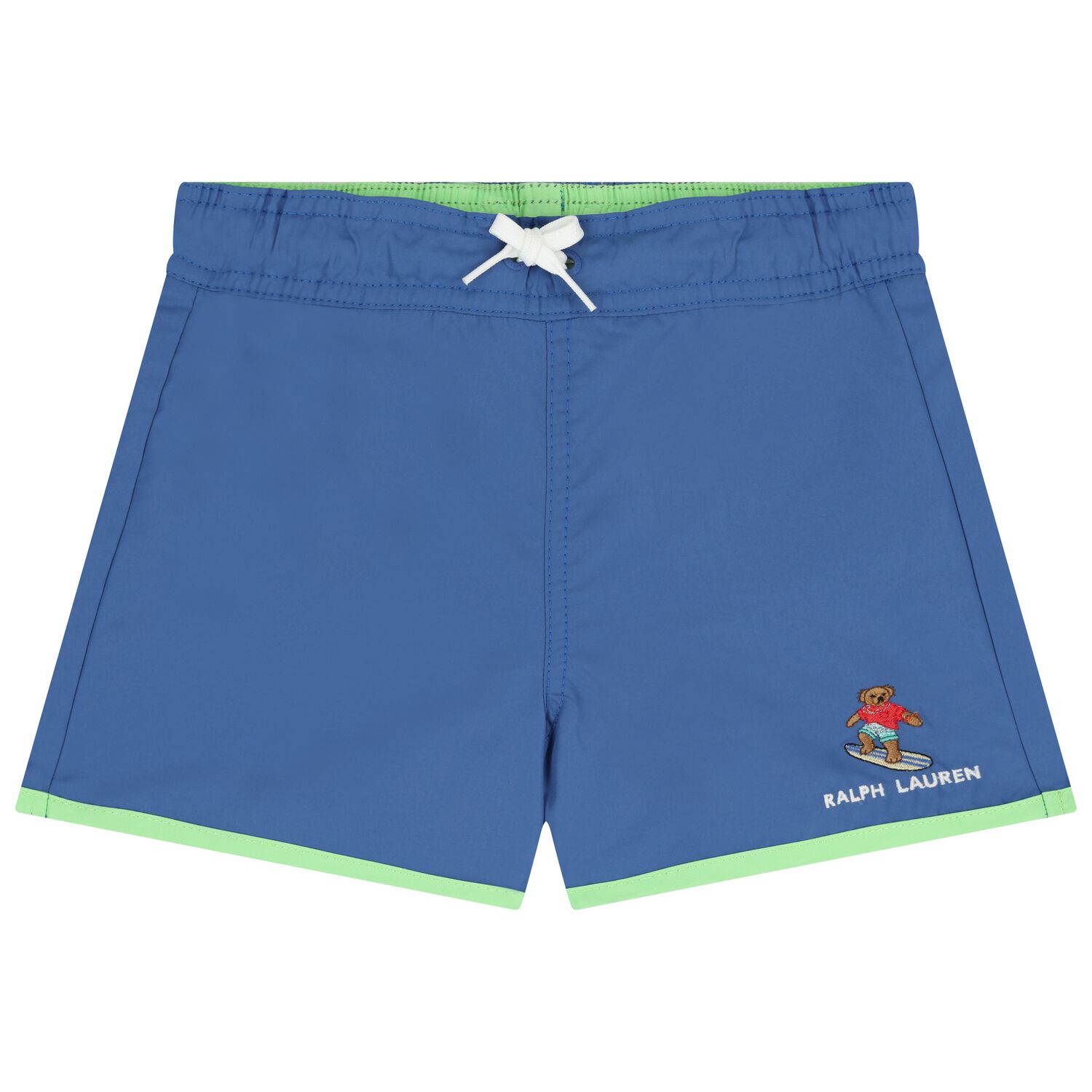 Boys Blue Polo Bear Swim Shorts, 1, hi-res