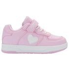 Girls Pink Heart Trainers, 1, hi-res
