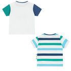 Baby Boys White & Blue Dinosaur T-Shirts (2 Pack), 1, hi-res