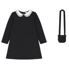 Girls Black Dress Set, 2, hi-res