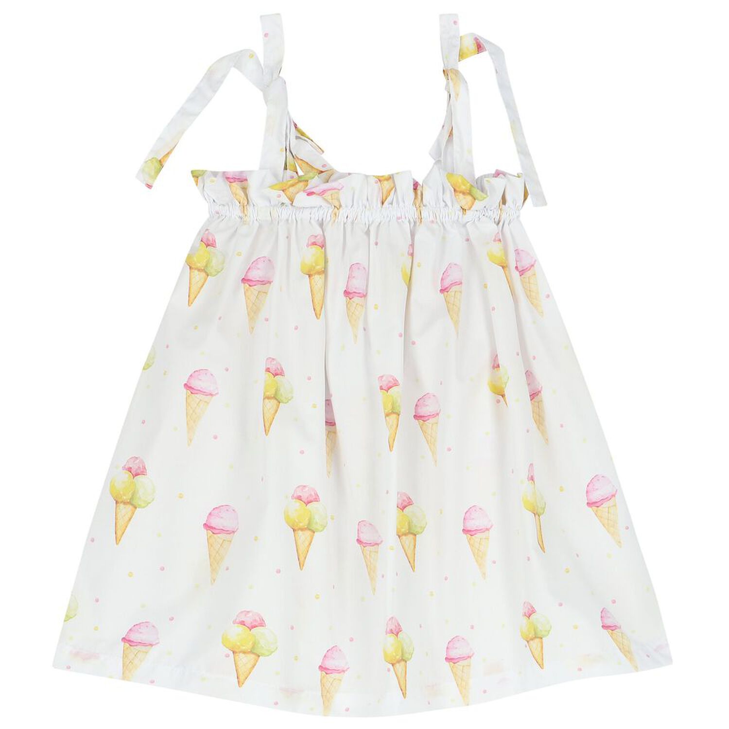 Girls White Ice Creams Beach Dress, 3, hi-res image number null