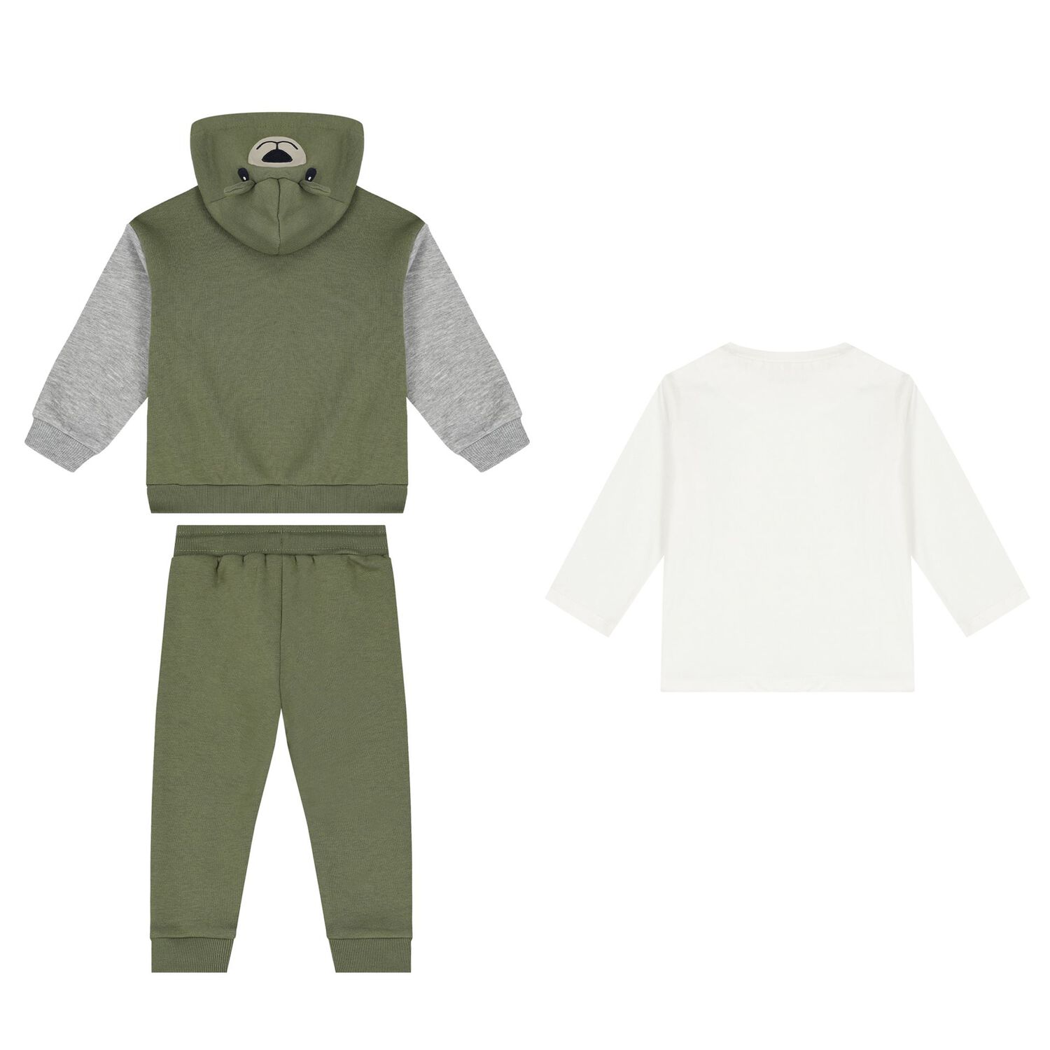 Younger Boys Green & White 3 Piece Tracksuit, 1, hi-res