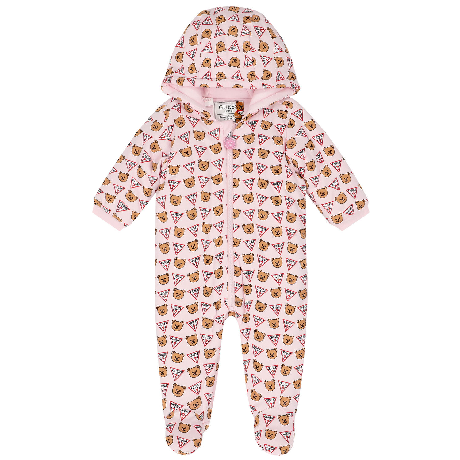 أفرول بنات مبطن بشعار الدب باللون الوردي, 1, hi-res