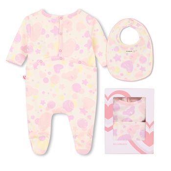 Baby Girls Pink Heart Babygrow Gift Set