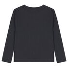 توب بأكمام طويلة على شكل حصان باللون الأسود للبنات, 1, hi-res