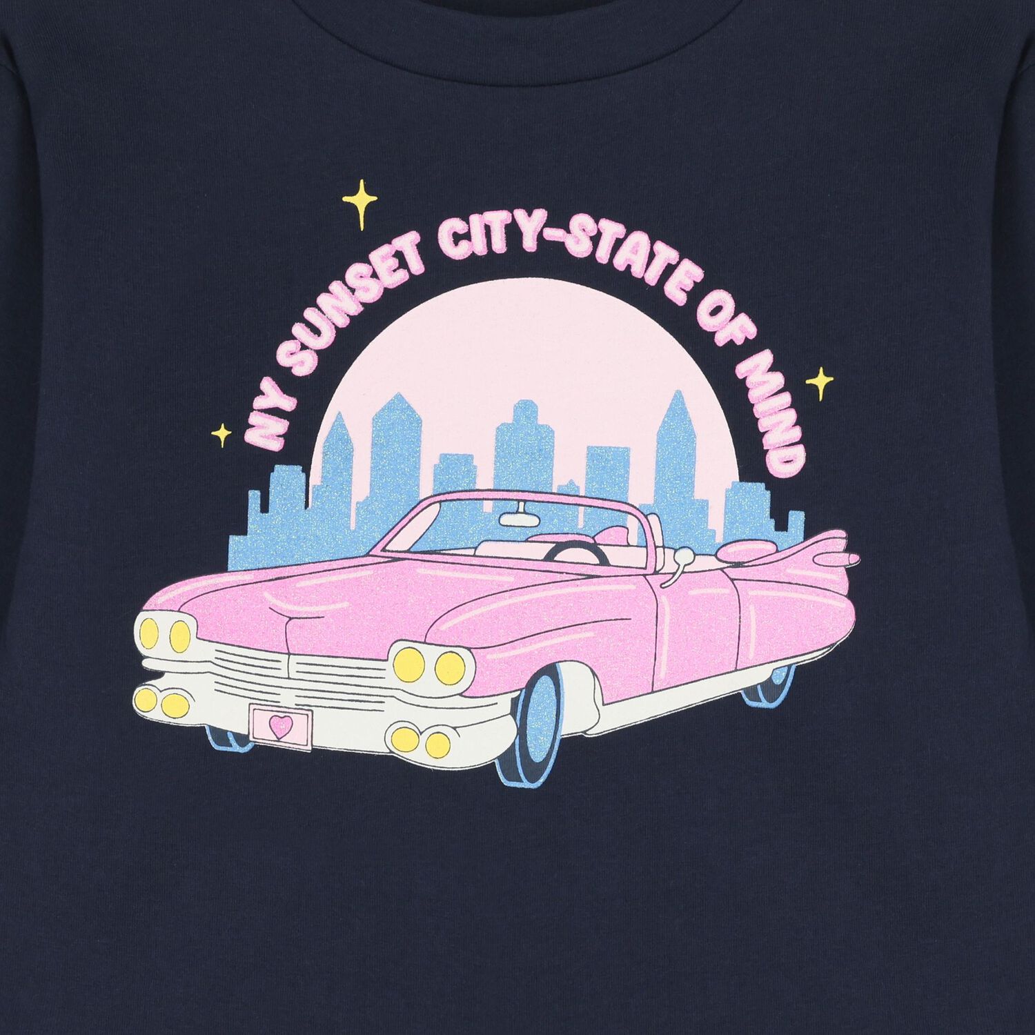 بلوزة بنات بأكمام بشعار سيارة باللون الكحلي , 1, hi-res