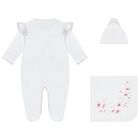 Baby Girls White & Pink Floral Babygrow Set, 1, hi-res