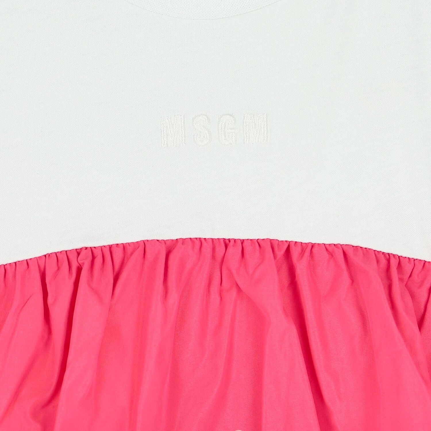 Girls White & Pink Ruffled Logo Top, 1, hi-res