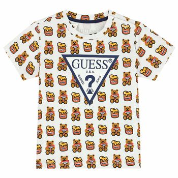 تيشيرت بالشعار باللون الابيض للاولاد