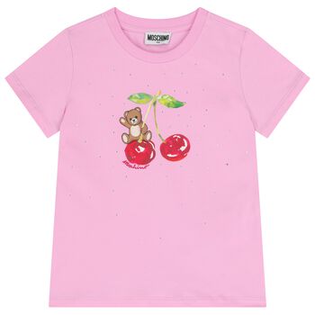 Girls Pink Teddy Bear T-Shirt