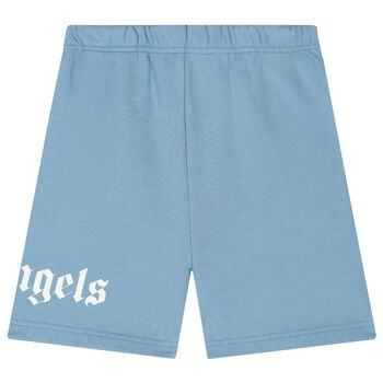 Blue Cotton Logo Shorts