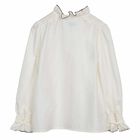 بلوزة ساتان بوبلين باللون العاجي للبنات, 1, hi-res