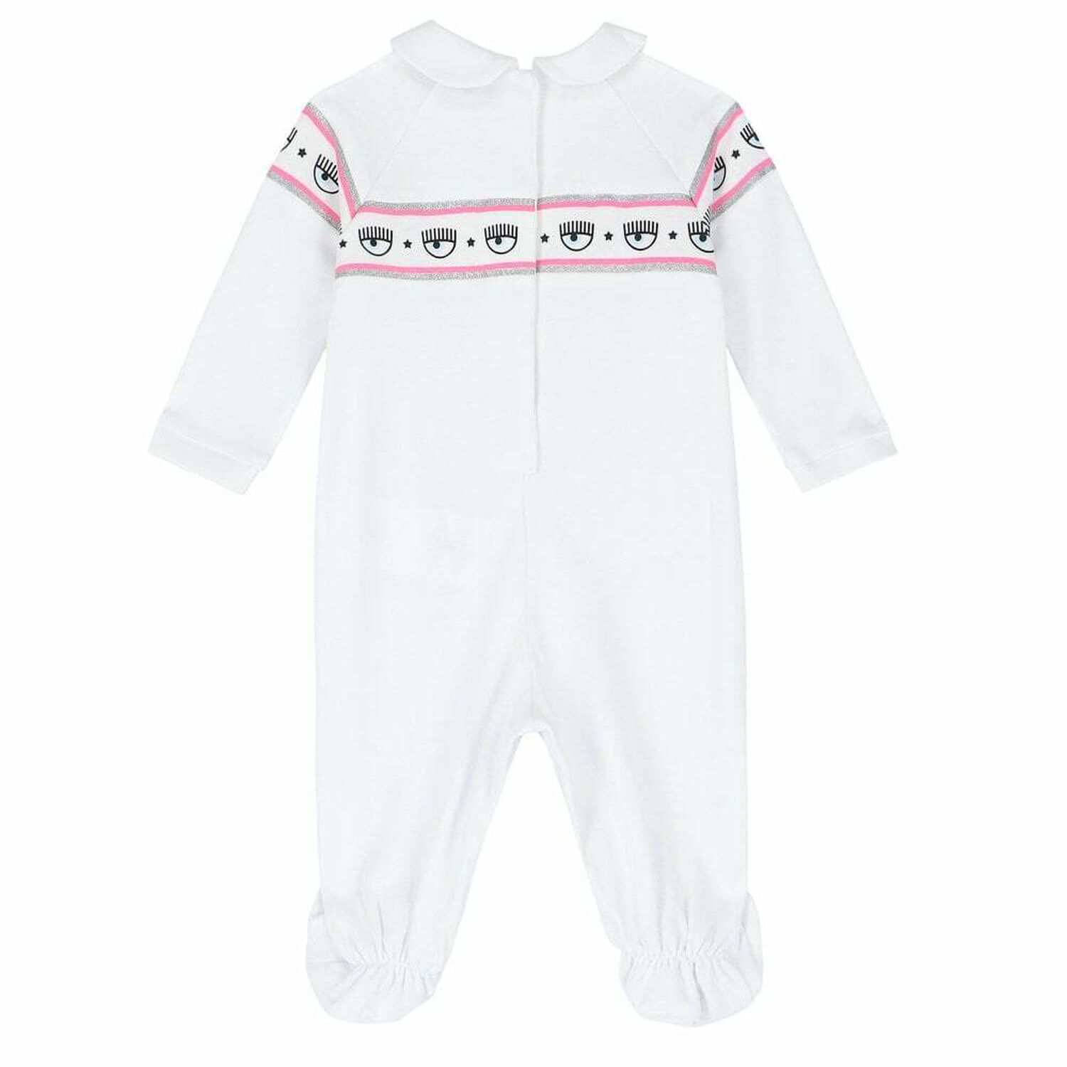 Baby Girls White Logo Babygrow, 1, hi-res