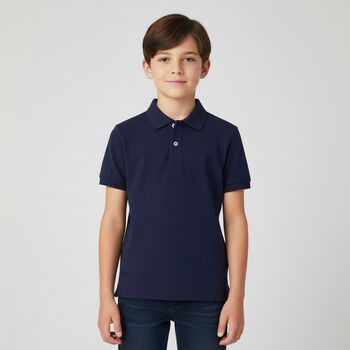 Boys Navy Cotton Polo Shirt, 4 Boys Navy Cotton Polo Shirt