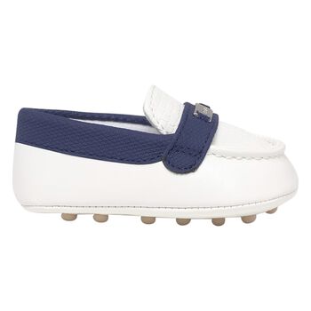 Baby Boys White & Navy Pre-Walker Moccasins