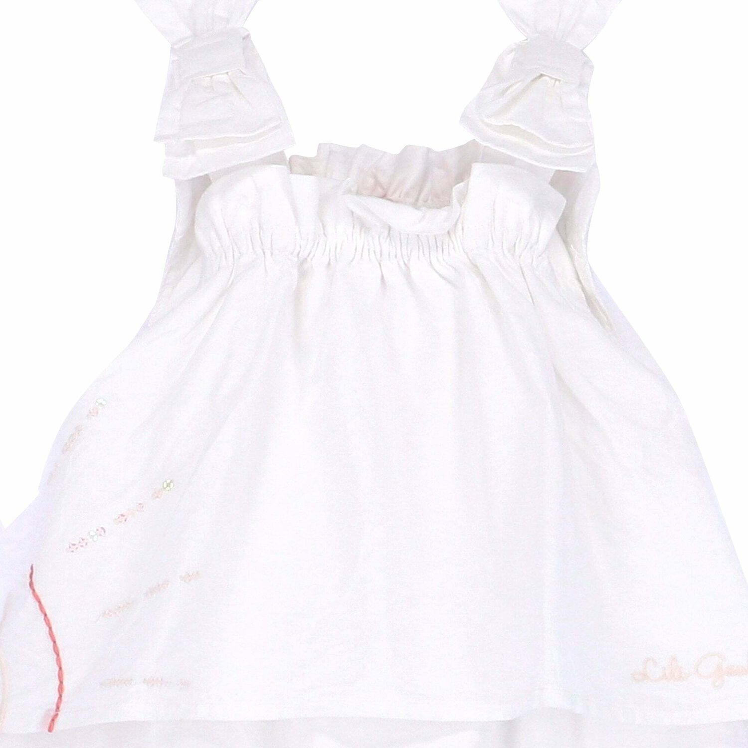 Baby Girls White Cotton Romper, 1, hi-res