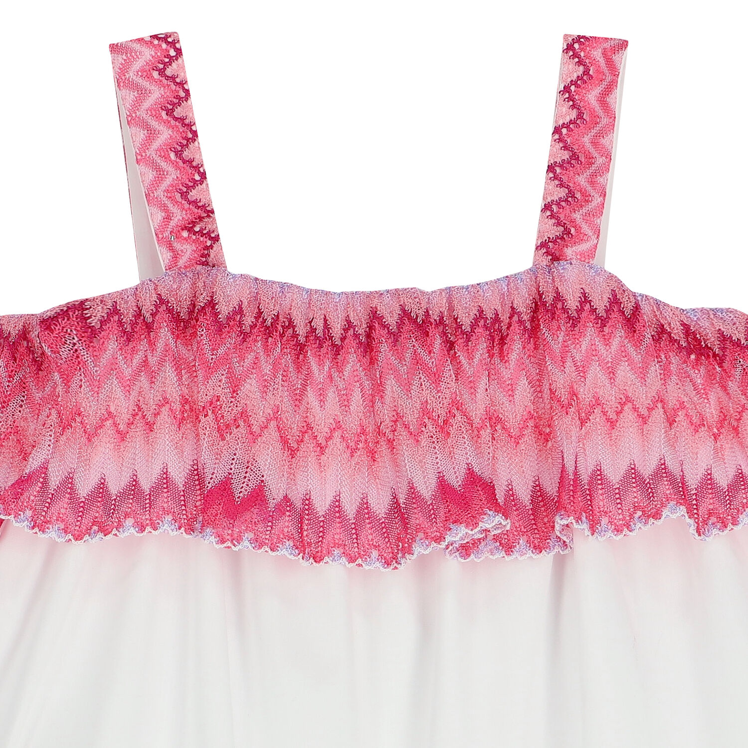 Girls White & Pink Zigzag Poplin Dress, 1, hi-res image number null