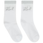 Girls Grey & White Choupette & Logo Socks ( 2 Pack ), 1, hi-res