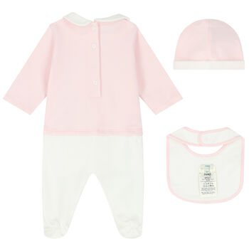 Ivory & Pink Logo Babygrow Set