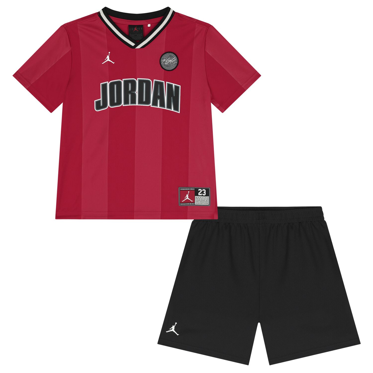 Boys Red & Black Jordan Logo Shorts Set, 1, hi-res