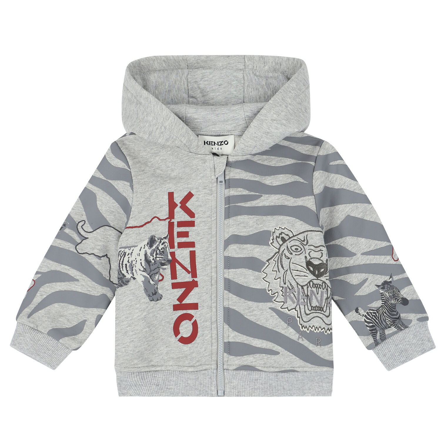 Younger Boys Grey Logo Zip Up Top, 1, hi-res