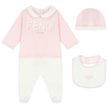 Ivory & Pink Logo Babygrow Set