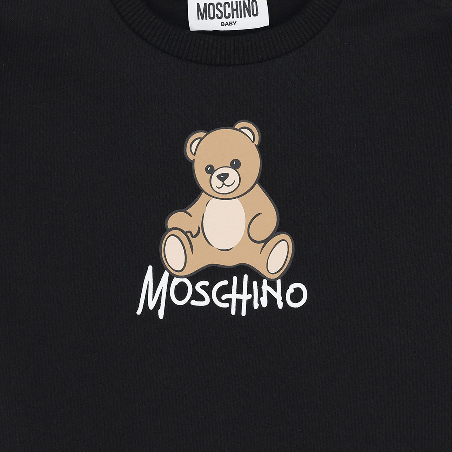 Younger Girls Black Teddy Bear Logo Dress, 4, hi-res