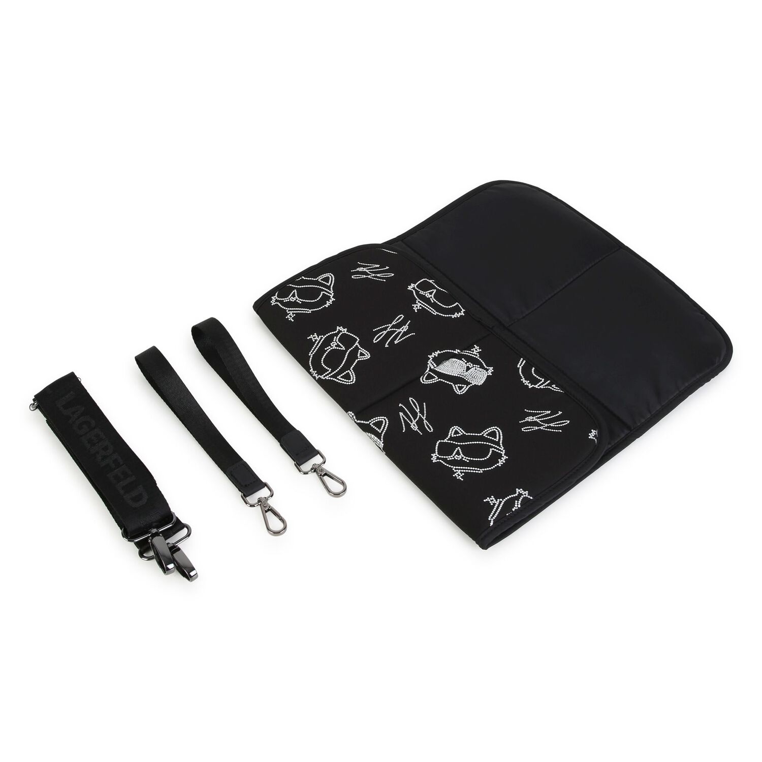 Black & White Choupette Logo Baby Changing Bag ( 37cm ), 1, hi-res