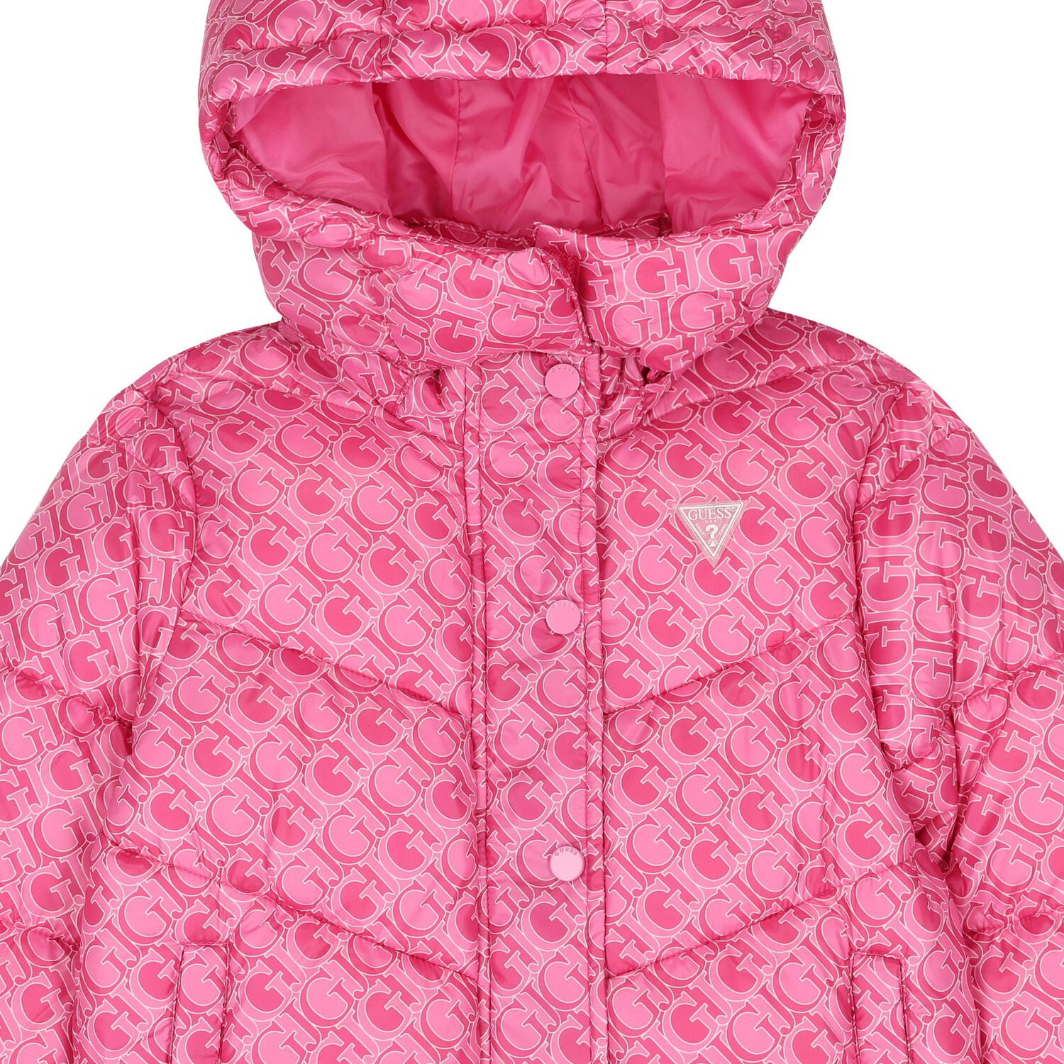 Girls Pink Logo Padded Puffer Jacket, 1, hi-res