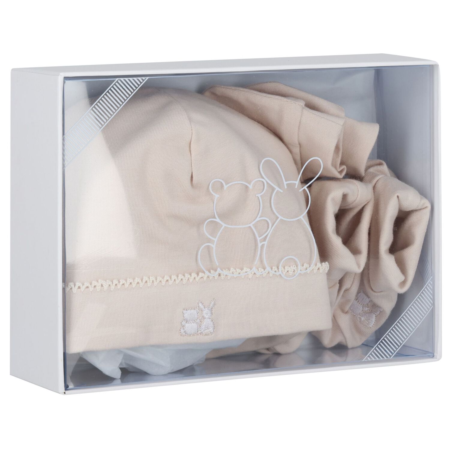 Beige Hat & Booties Baby Gift Set, 4, hi-res
