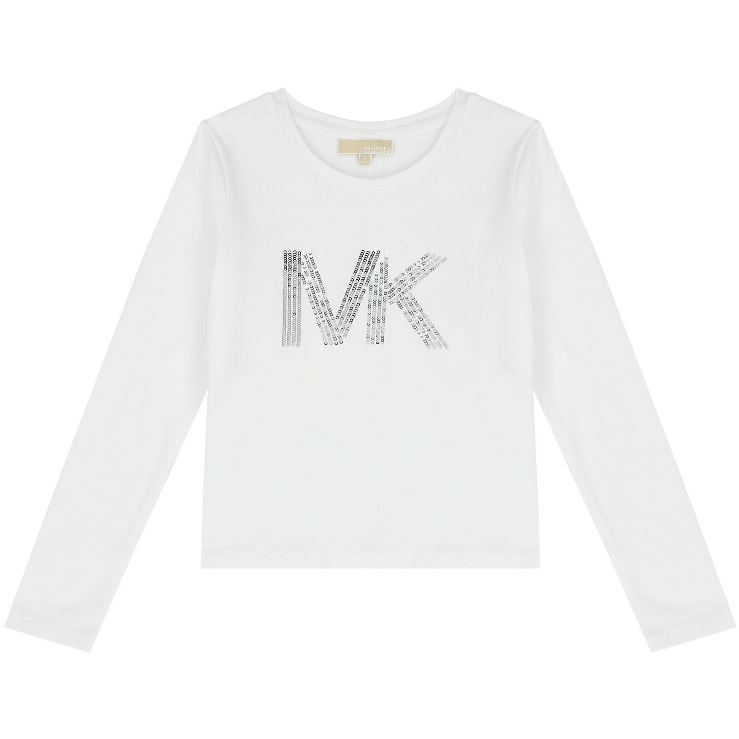 Girls White Logo Long Sleeve Top, 2, hi-res