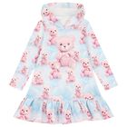 Girls Blue & Pink Teddy Bear Hooded Dress, 1, hi-res