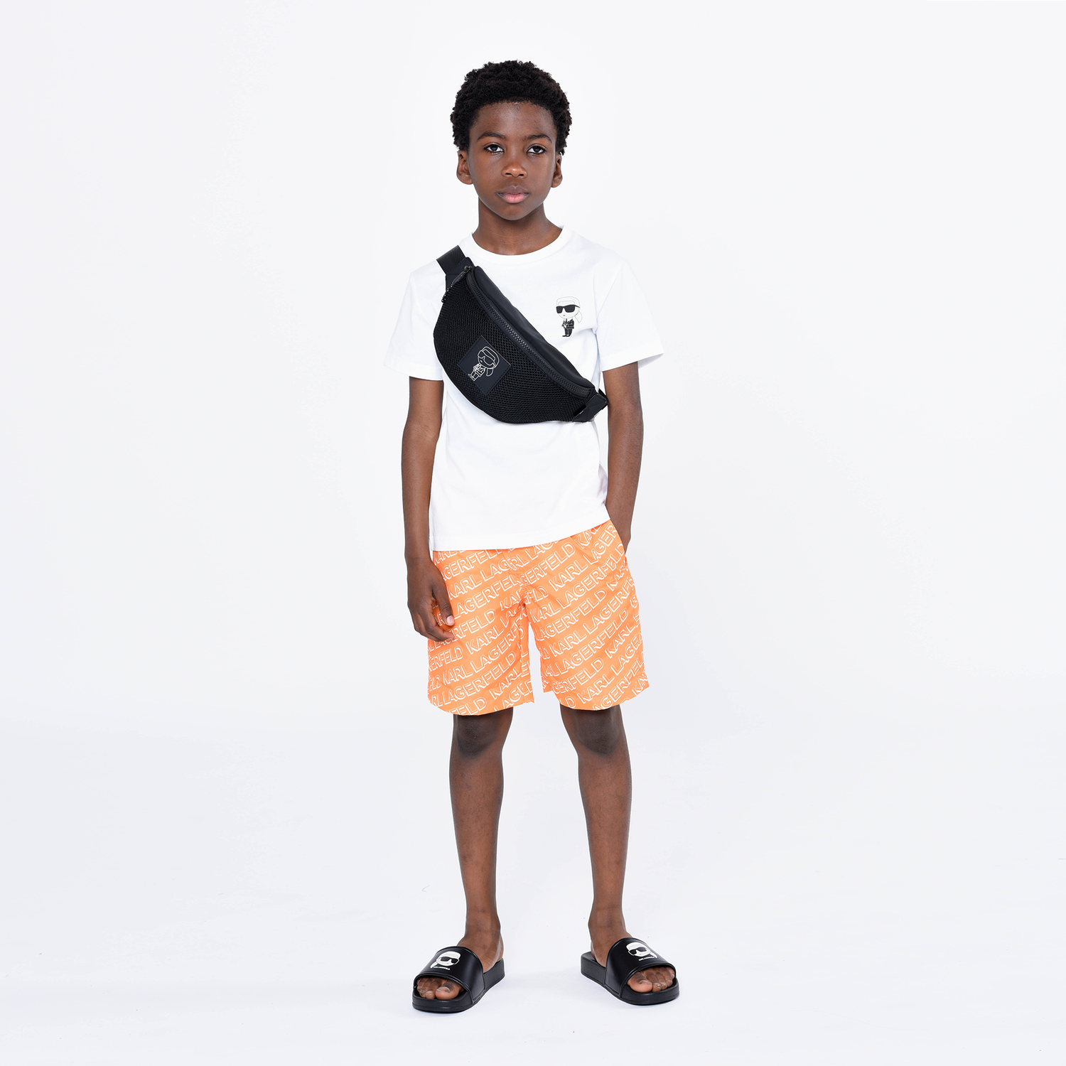 Boys Orange Logo Swim Shorts, 1, hi-res image number null