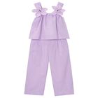 Girls Purple 3D Flower Trousers Set, 2, hi-res
