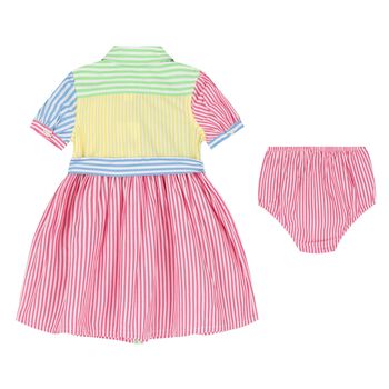Baby Girls Pink, Yellow & Blue Stripe Shirt Dress