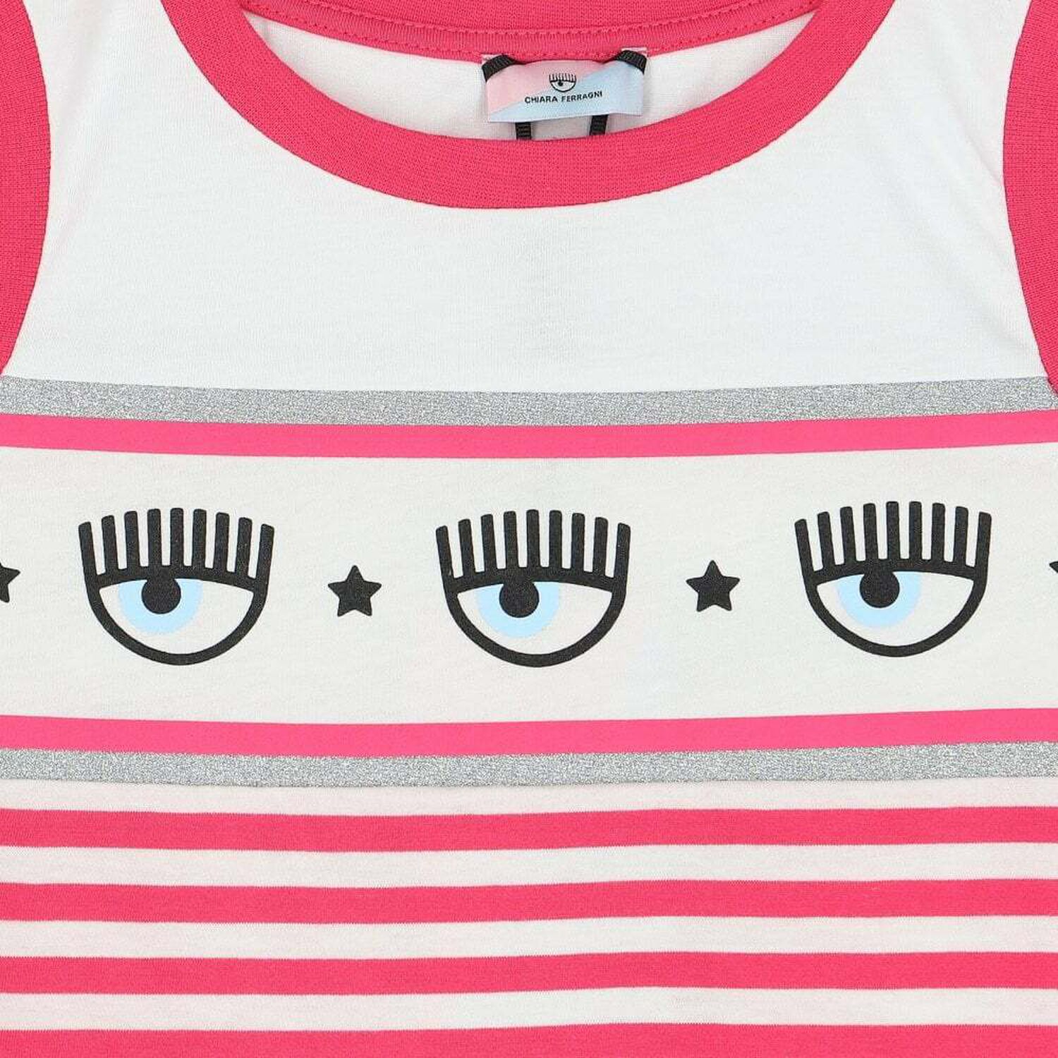 Girls Pink & White Striped Dress, 1, hi-res
